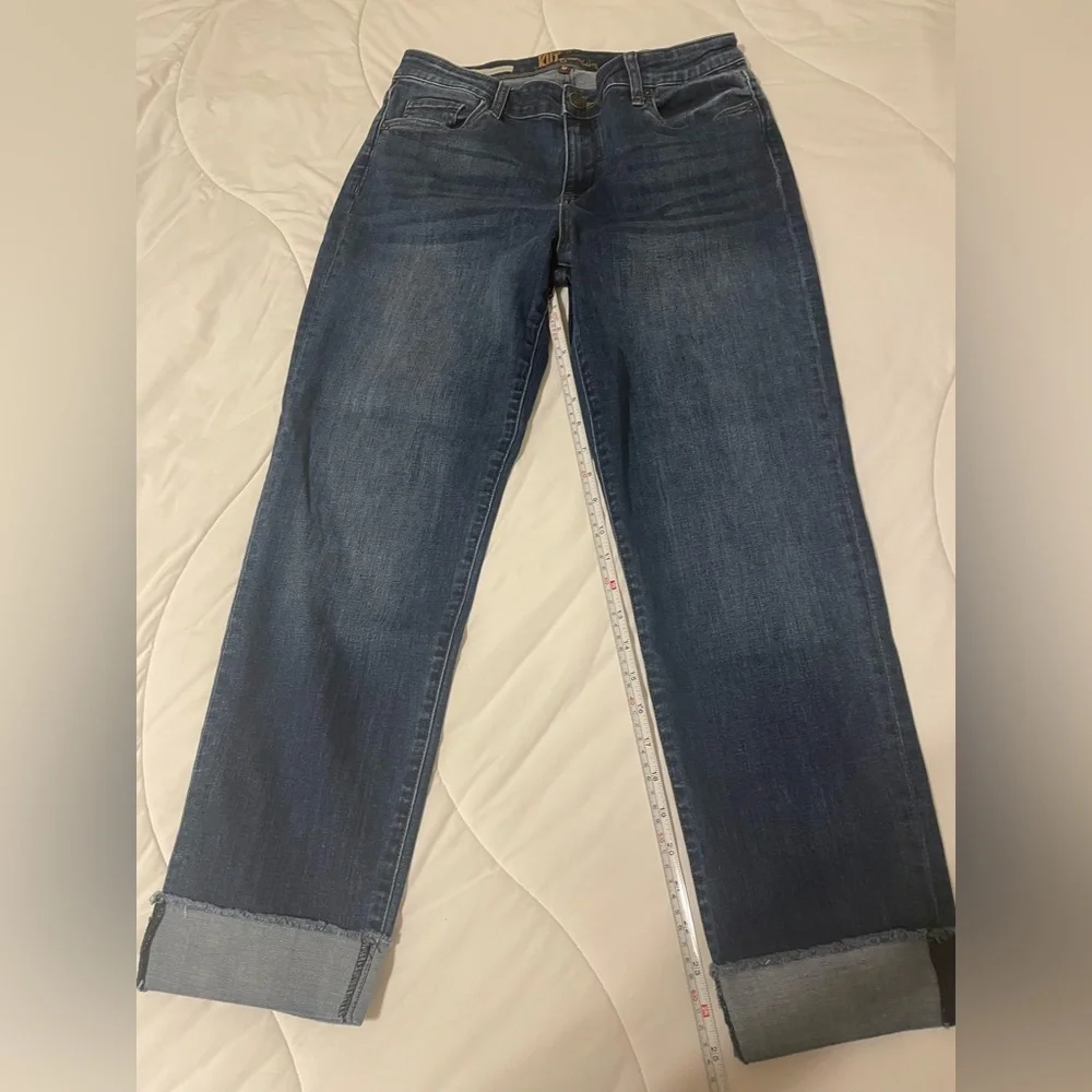 Kut from the Kloth size 10 blue high rise Asher Straight Leg cuffed jeans - Picture 3 of 7
